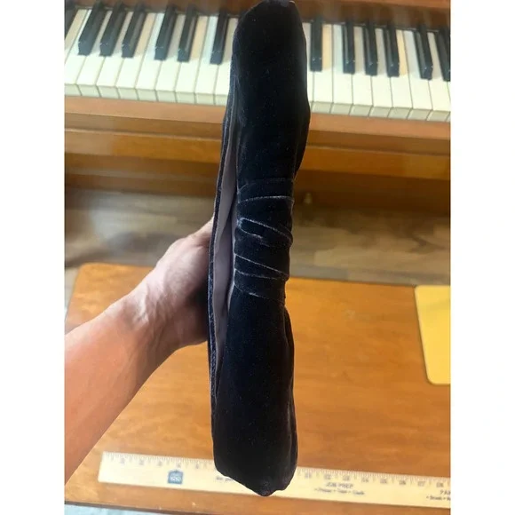 Coach Velvet Pleated Clutch Wristlet Black Purple Satin Snap Closure Evening Bag - Picture 9 of 14